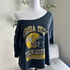Pro Edge Georgia Tech Football Cropped Off-Shoulder T-Shirt, Size XL